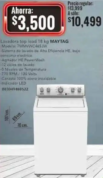 City Club Maytag Lavadora Top Load 18kg oferta