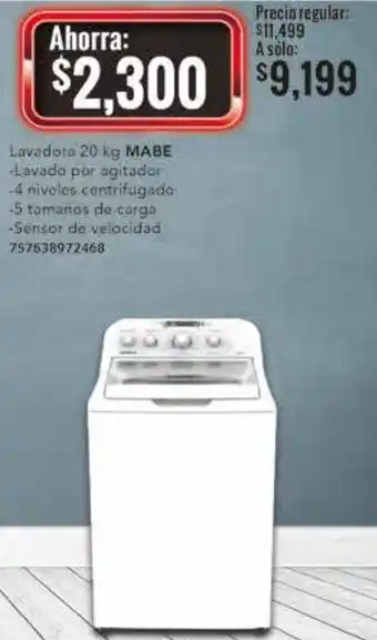 City Club Mabe Lavadora 20kg oferta