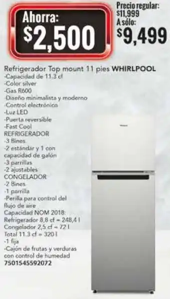 City Club Whirlpool Refrigerador Top Mount 11 Pies oferta