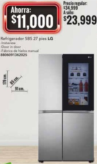 City Club LG Refrigerador SBS 27 Pies oferta