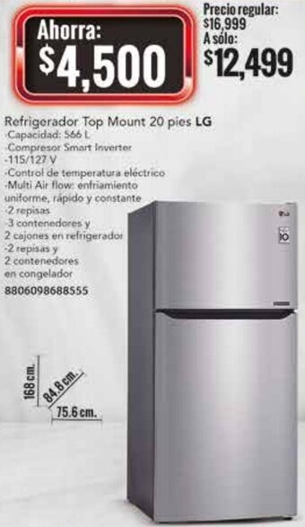 LG Refrigerador Top Mount 20 Pies