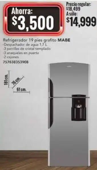 City Club Mabe Refrigerador Grafito 19 Pies oferta