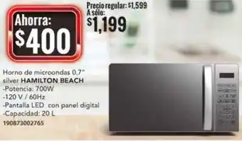 City Club Hamilton Beach Horno de Microondas 0,7" Silver 20L oferta
