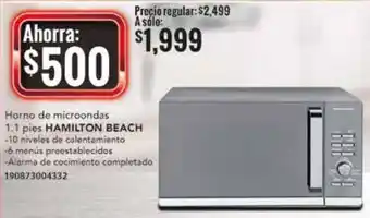 City Club Hamilton Beach Horno de Microondas 1.1 Pies oferta