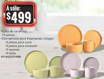 Vajilla de Cerámica 16 Piezas