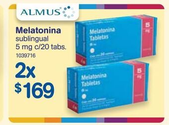 Farmacias Benavides Melatonina sublingual 5mg c/20 tabs oferta