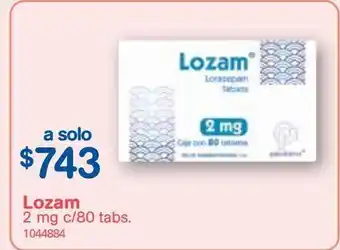 Farmacias Benavides Lozam 2 mg c/80 tabs oferta