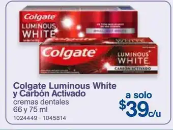 Farmacias Benavides Colgate luminous white y carbón activado oferta