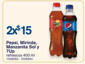 Farmacias Benavides Pepsi, mirinda, manzanita sol y 7up refrescos 400 ml oferta