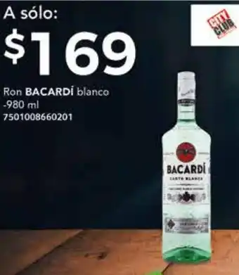 City Club Ron Bacardi Blanco 980ml oferta