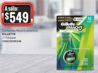City Club Gillette Cartuchos Mach3 Sensitive 1/16 pzas oferta
