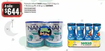 Nan Fórmula Infantil Etapa3 2/1.5kg +Gerber Botana Puffs 4/42g