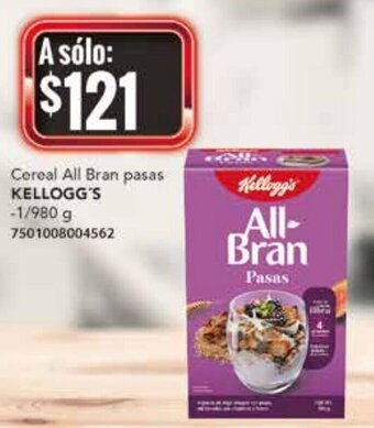 City Club Kellogg's Cereal All-Bran Pasas 1/980g oferta