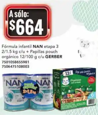 City Club Nan Fórmula Infantil Etapa3 2/1.5kg +Gerber Papillas Orgánico 12/100g oferta