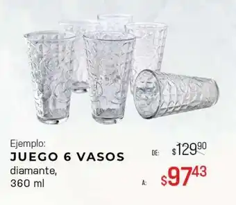 Woolworth Juego de 6 vasos diamante 360ml oferta