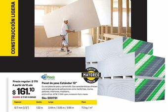 Panel yeso estandar 1/2" plaka