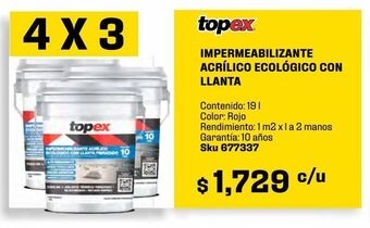 Sodimac Homecenter Impermeabilizante topex llanta 10 años 19l rojo oferta
