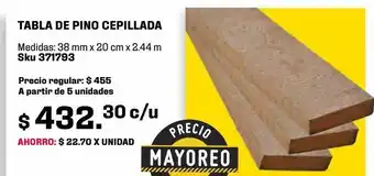 Sodimac Homecenter Tabla de pino segunda 38mmx20cmx2.44m oferta