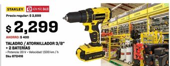 Taladro/atornillador 3/8 20v + 2baterías oferta en Sodimac Homecenter