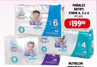 Farmacias Guadalajara Pañales BBtips Etapa 4,5 o 6 40 pzs oferta