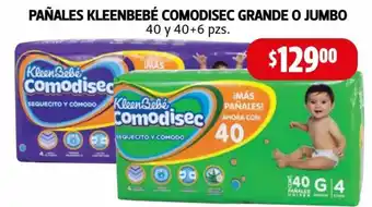 Farmacias Guadalajara Pañales Kleenbebe Comodisec Grande o Jumbo 40 y 40+6 pzs oferta