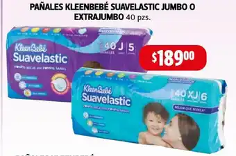 Farmacias Guadalajara Pañales Kleenbebe Suavelastic Jumbo o Extrajumbo 40 pzs oferta