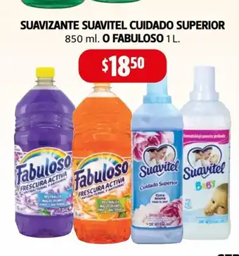 Farmacias Guadalajara Suavizante Suavitel Cuidado Superior 850 ml o Fabuloso 1L oferta