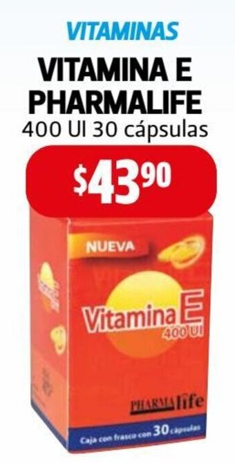 Farmacias Guadalajara Vitamina E Pharmalife 400 UI 30 Capsulas oferta
