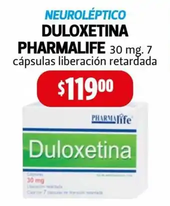Farmacias Guadalajara Neuroleptico Duloxetina Pharmalife 30 mg 7 Capsulas Liberacion retardada oferta