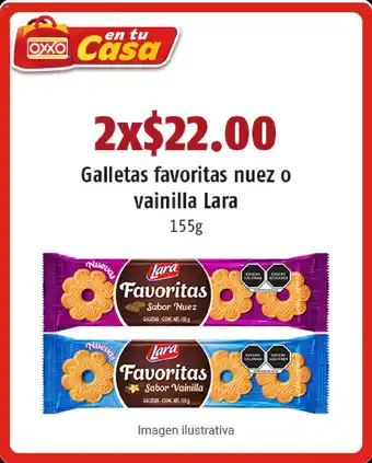 OXXO Galletas favoritas nuez o vainilla Lara 115g oferta