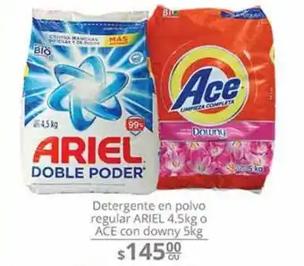 La Comer Detergente en polvo ariel 4.5kg o ace con downy 5kg oferta