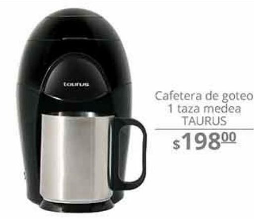 Cafetera de goteo 1 taza medea taurus oferta en La Comer