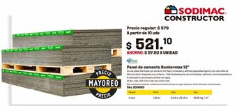Sodimac Homecenter Panel cemento 1/2" bunkermax oferta