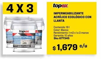Sodimac Homecenter Impermeabilizante topex llanta 10 años 19l blanco oferta