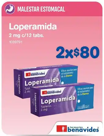 Farmacias Benavides Loperamida 2 mg c/12 tabs. x 2un oferta