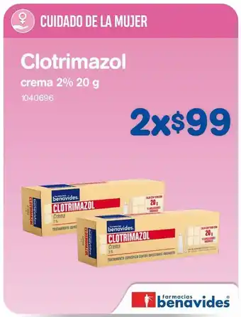 Farmacias Benavides Clotrimazol crema 2% 20 g x 2un oferta