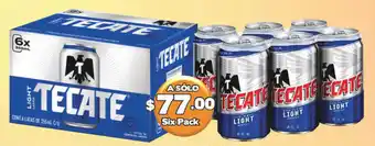 Super Aki Cerveza Tecate Light Cintillo o Fajilla 6 x 355ml oferta