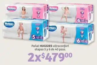 Pañal Huggies Ultraconfort Etapa 5 y 6, 2 x 40 pzas.