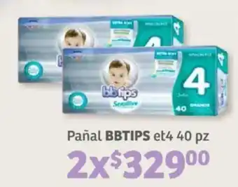 Soriana Mercado Pañal Bbtips et4, 2 x 40 pzas oferta