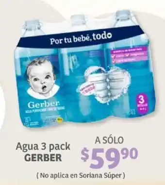 Soriana Mercado Gerber Agua 3 Pack oferta