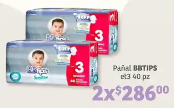 Soriana Híper Pañal Bbtips et3 40 pzas oferta