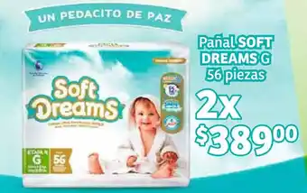 Soriana Híper Pañal Soft Dreams G 2 x 56 pzas. oferta