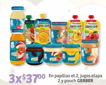 Soriana Híper Gerber Papillas / Jugos et2 y Pouch x3 oferta