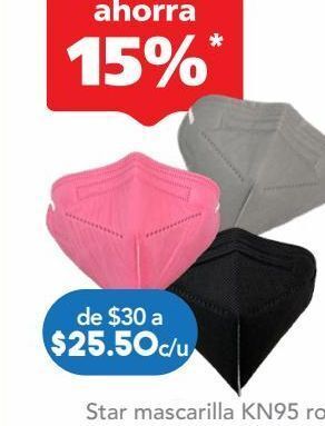 Farmacia San Pablo Star mascarilla kn95 rosa c/1pza oferta