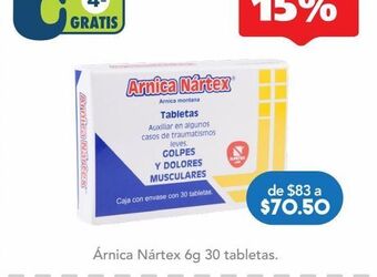 Farmacia San Pablo Arnica nartex tab tab 6gr caj c/30 oferta