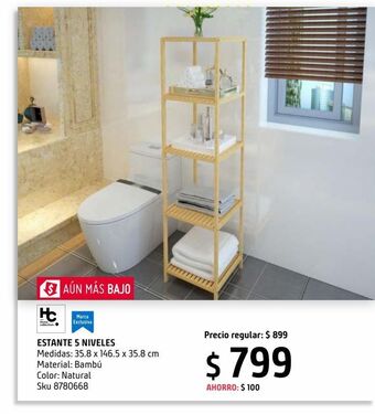 Sodimac Homecenter Estante bambú 5 niveles oferta