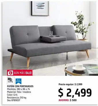 Sodimac Homecenter Futón con portavasos gris oferta