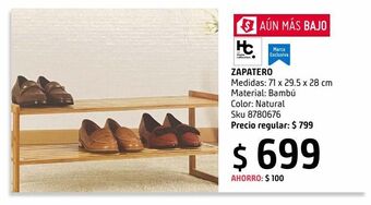 Sodimac Homecenter Zapatero bambú apilable 4 niveles oferta