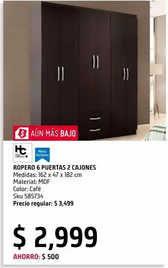 Sodimac Homecenter Pe rop 6p 2cj choco 162x47x182 oferta