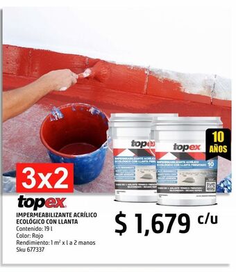 Sodimac Homecenter Impermeabilizante topex llanta 10 años 19l rojo oferta